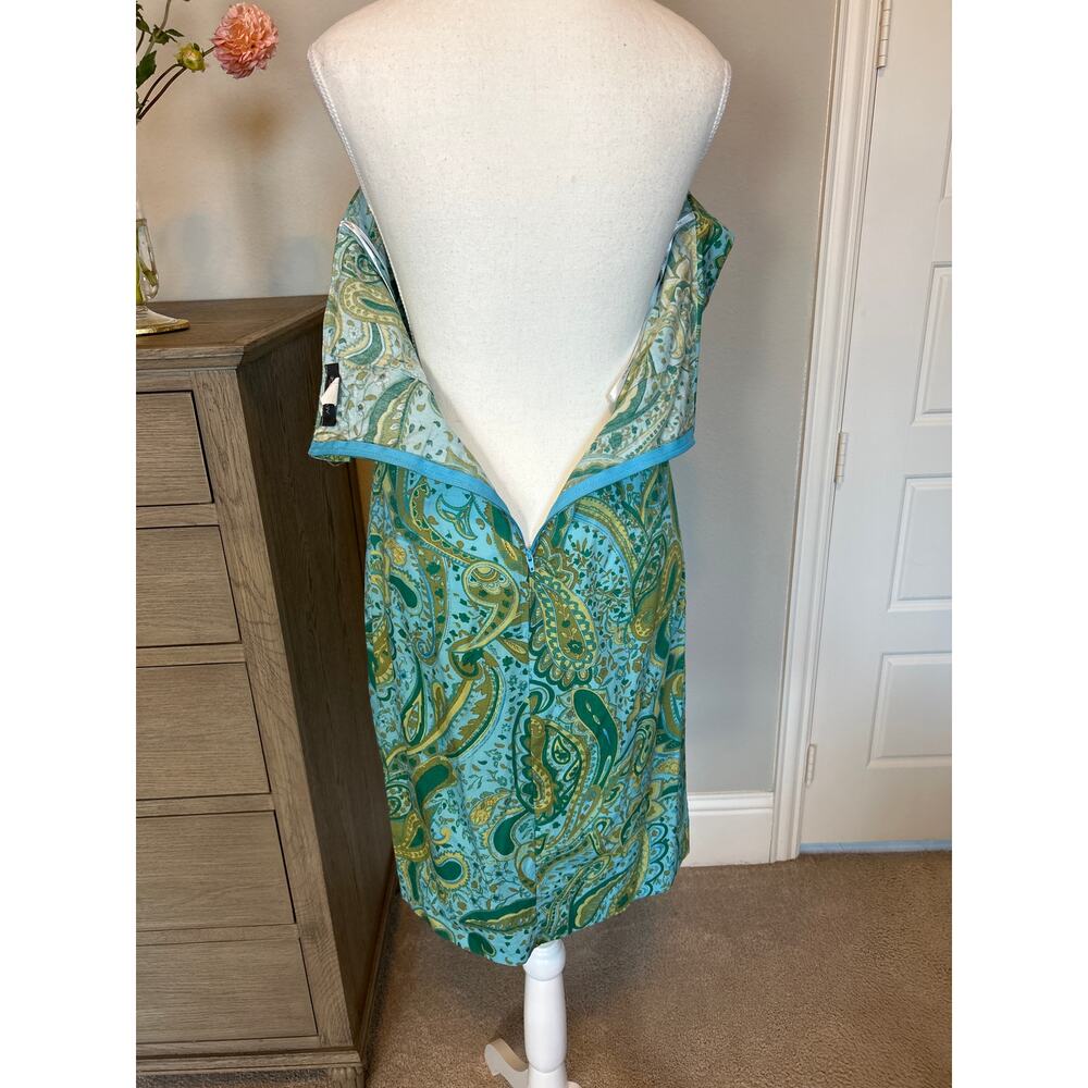 Alyn Paige | Blue/Green Paisley Halter Sheath Dress | 9/10 - Picture 11 of 12